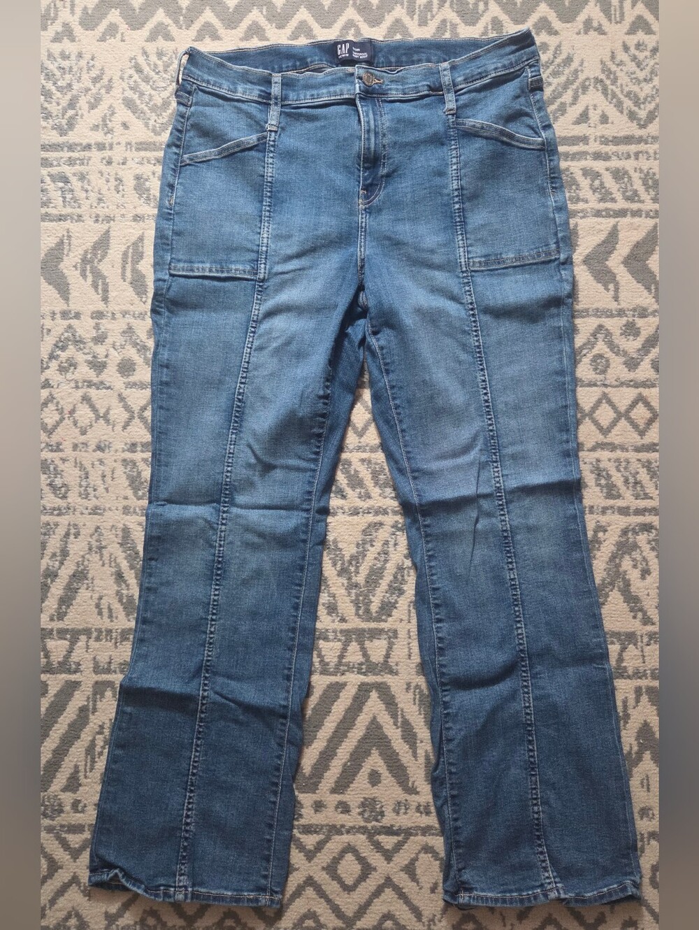 GAP Medium Blue Baby Boot Cut Panel-Seam Jeans